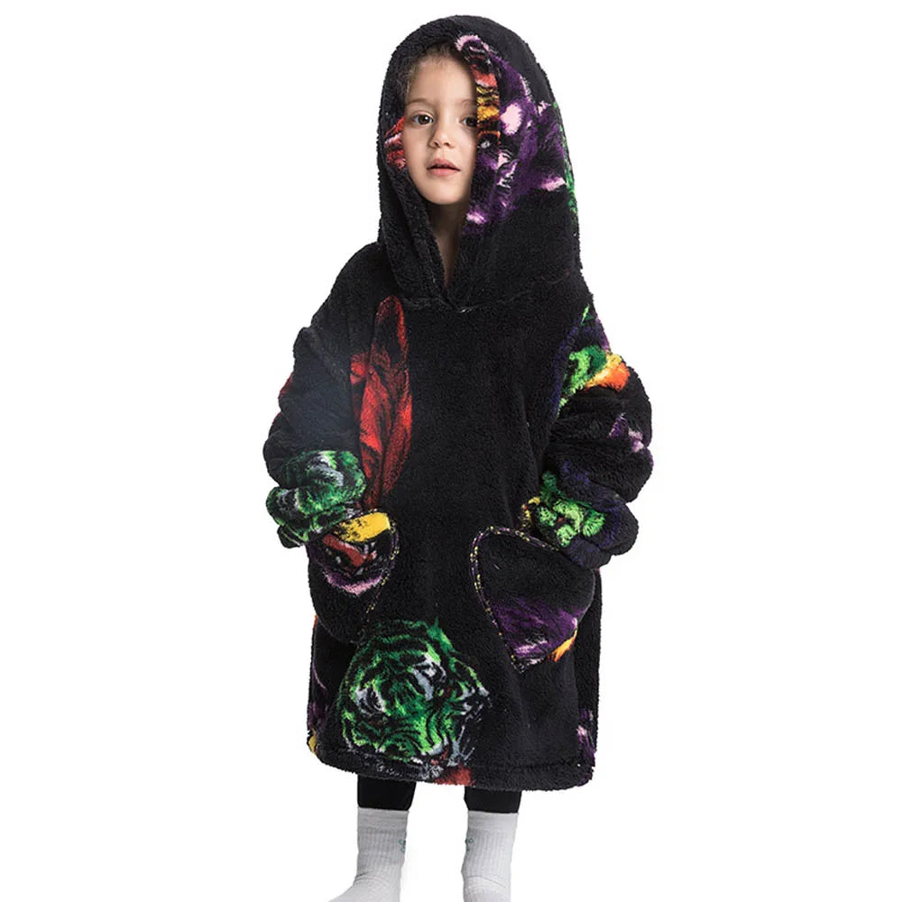 Kids Warm Thick Oversized Wearable Blanket Hoodie