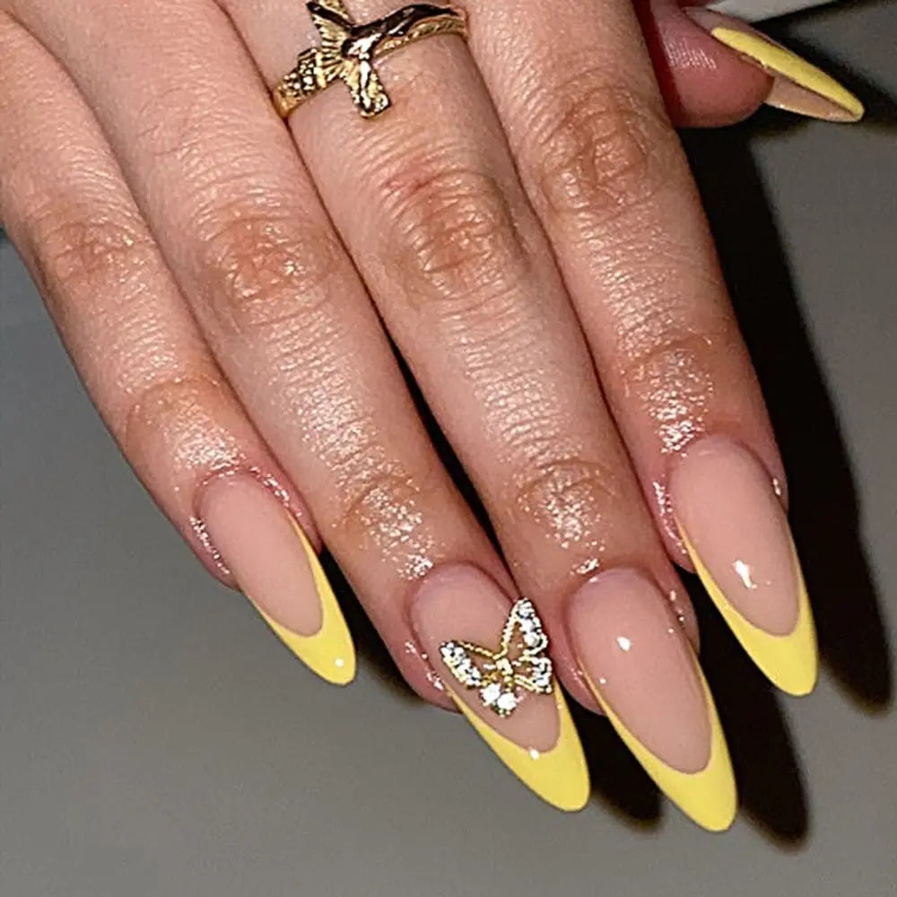 24Pcs Long Almond Fake Nails