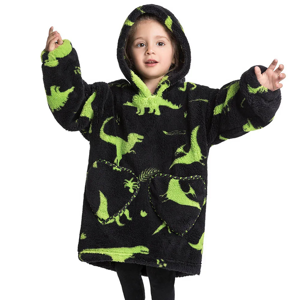 Kids Warm Thick Oversized Wearable Blanket Hoodie
