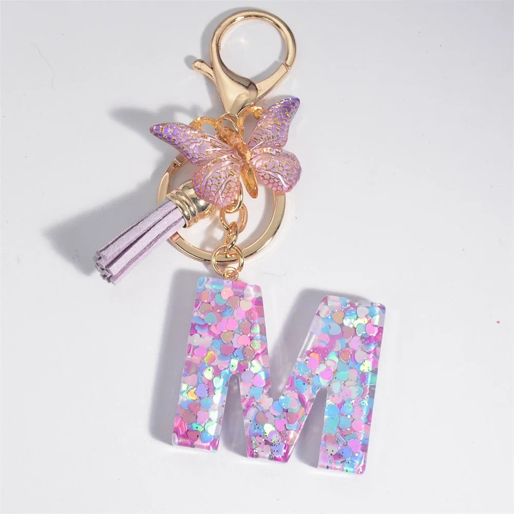 Purple Heart Filled Letter Keychain