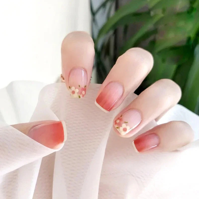 24PCS Shiny Pearl Wearable False Nails