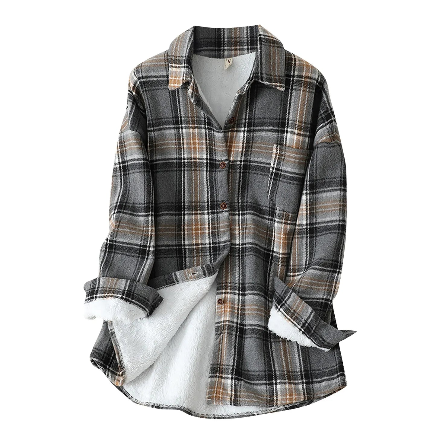 Womens Fleece Lined Flannel Jacket
