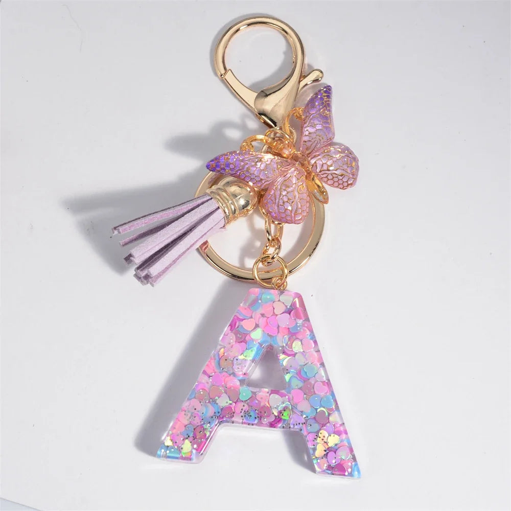 Purple Heart Filled Letter Keychain