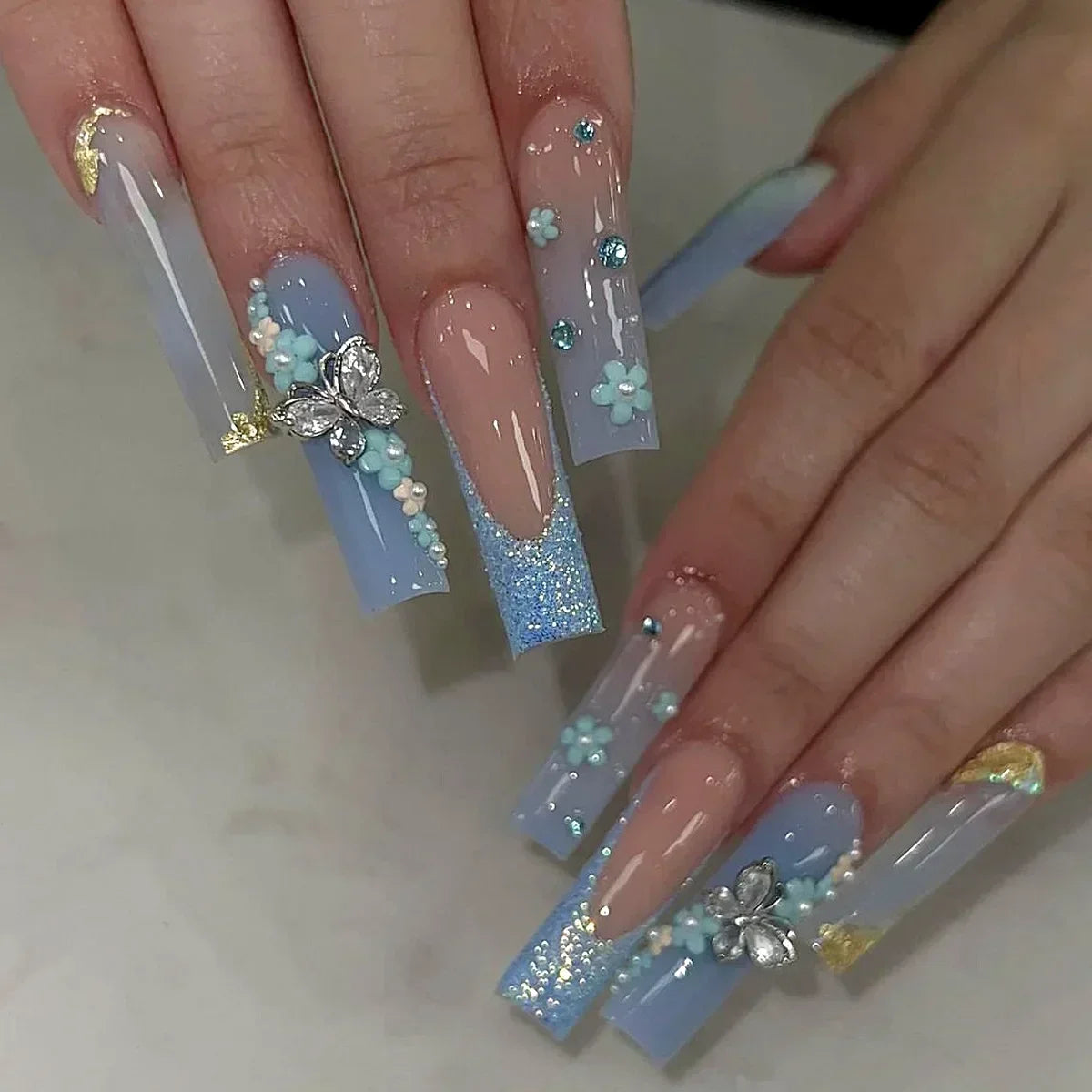 24Pcs Long Ballet Style False Nails