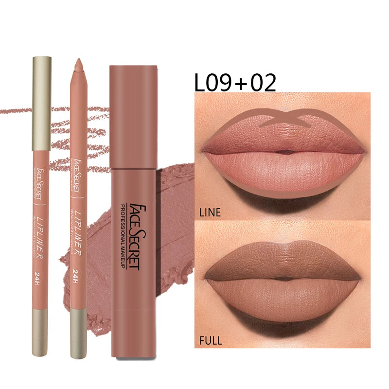 Waterproof Matte Lipliner & Lipstick Set