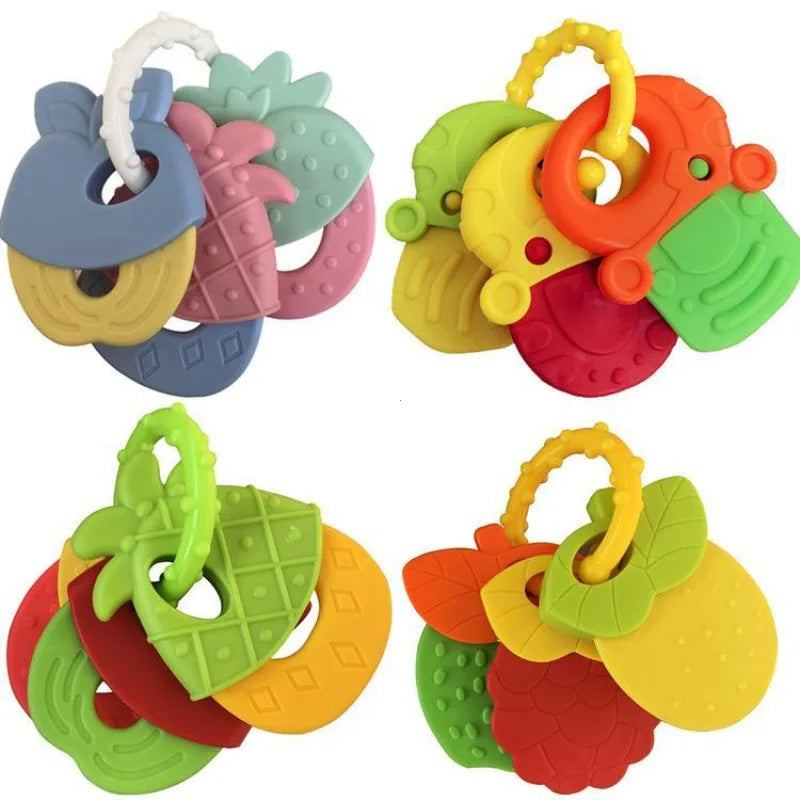 Soft Rubber Rattle Fruit Teether