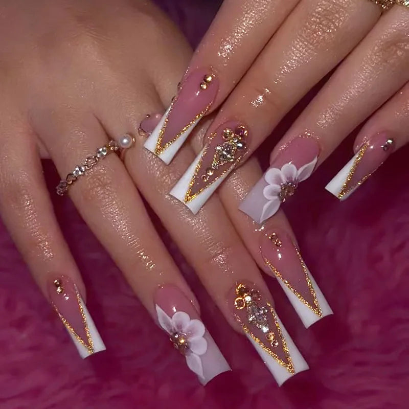 24Pcs Long Ballet Style False Nails