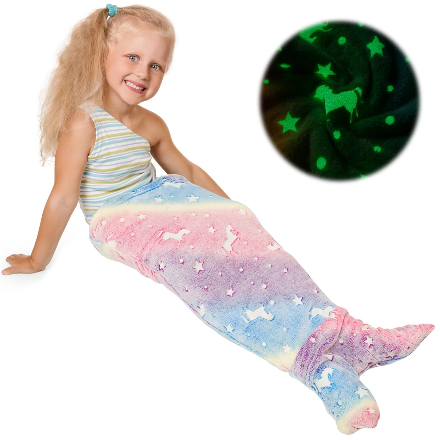 Glow in The Dark Soft Mermaid Tail Sleeping Bag
