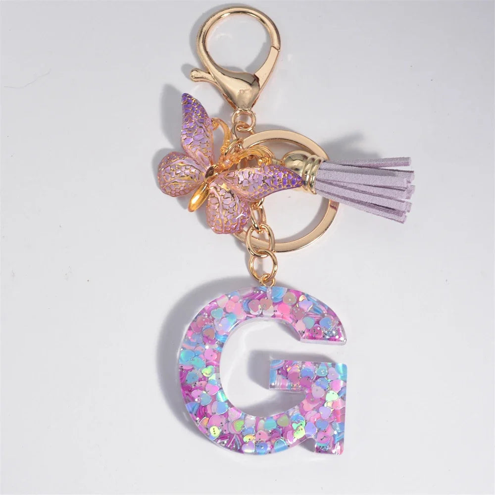 Purple Heart Filled Letter Keychain
