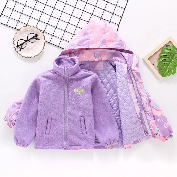 Waterproof Hooded Coat With Warm Removable Fleece Lined Jacket