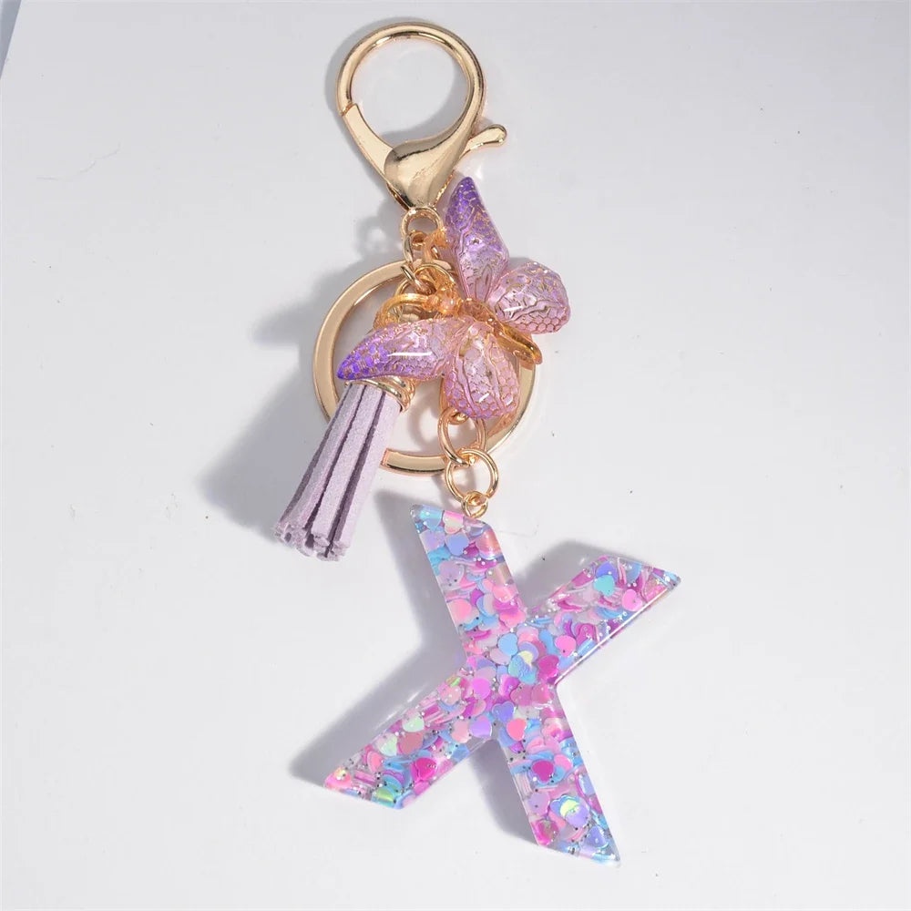Purple Heart Filled Letter Keychain