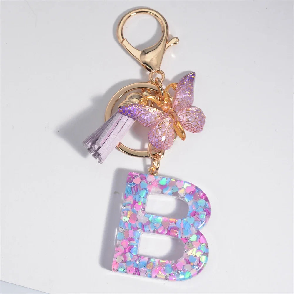 Purple Heart Filled Letter Keychain