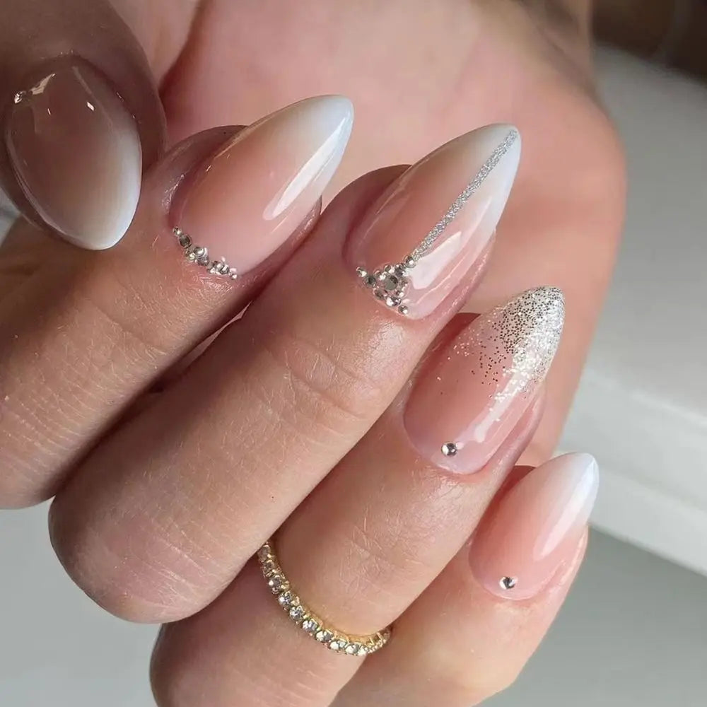 24Pcs Long Almond Fake Nails