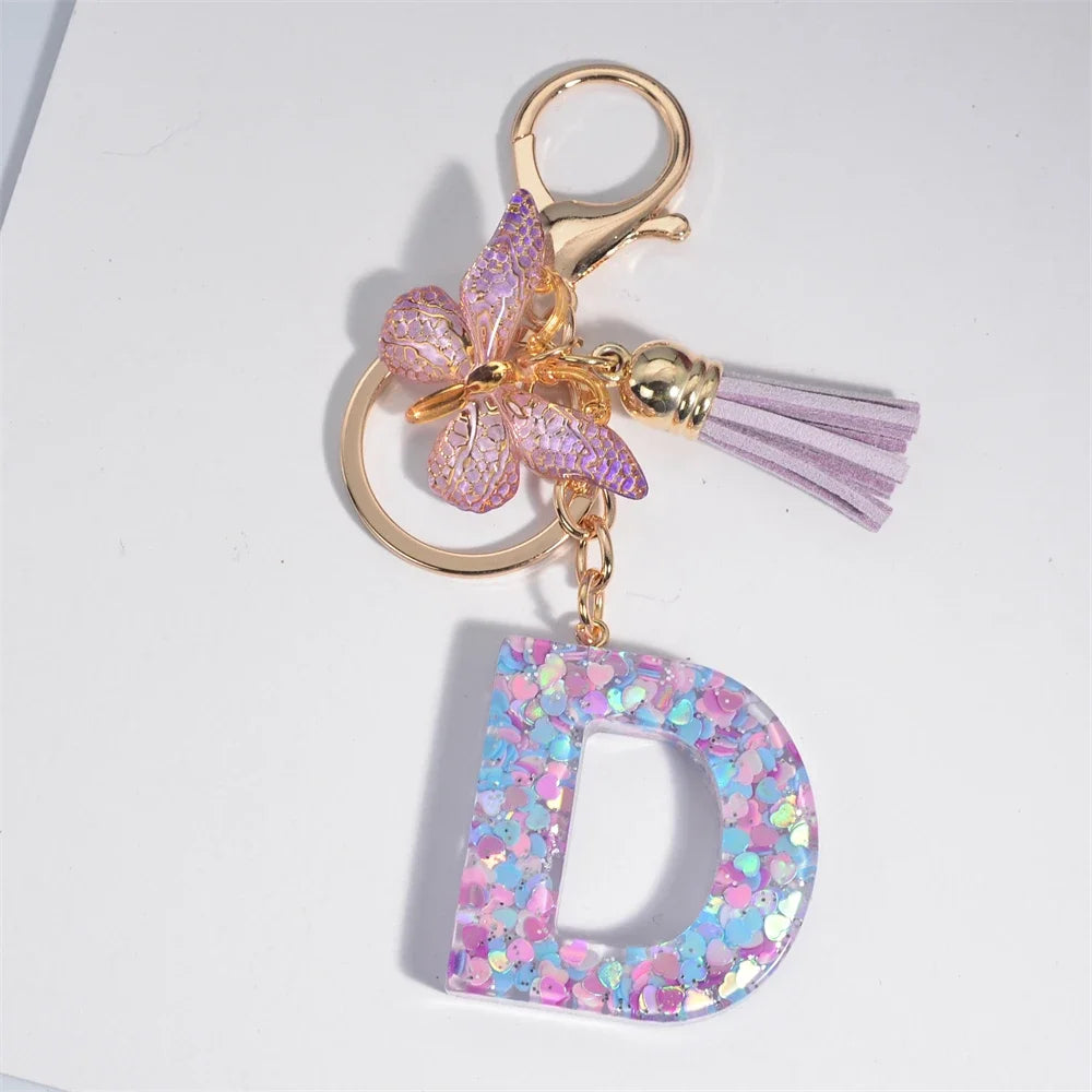 Purple Heart Filled Letter Keychain