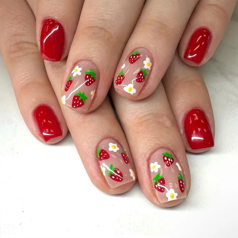 24PCS Shiny Pearl Wearable False Nails