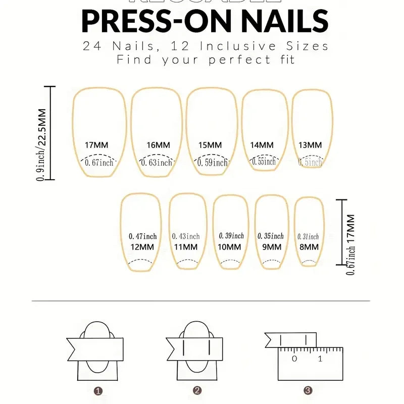 24PCS Shiny Pearl Wearable False Nails