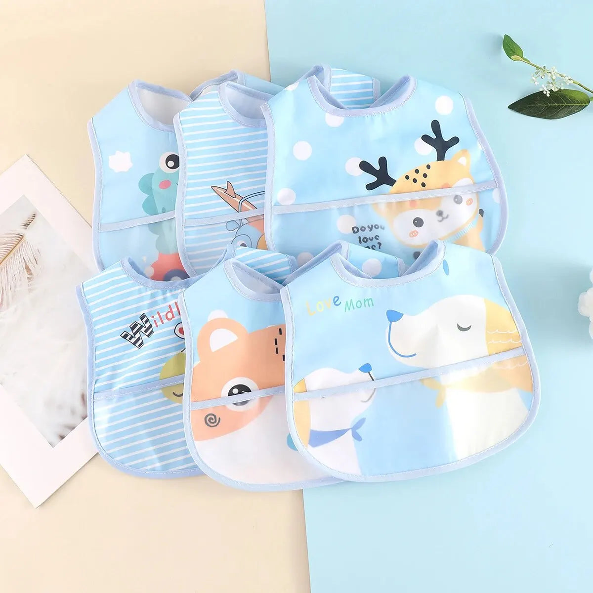 Waterproof 5pc Feeding Bibs
