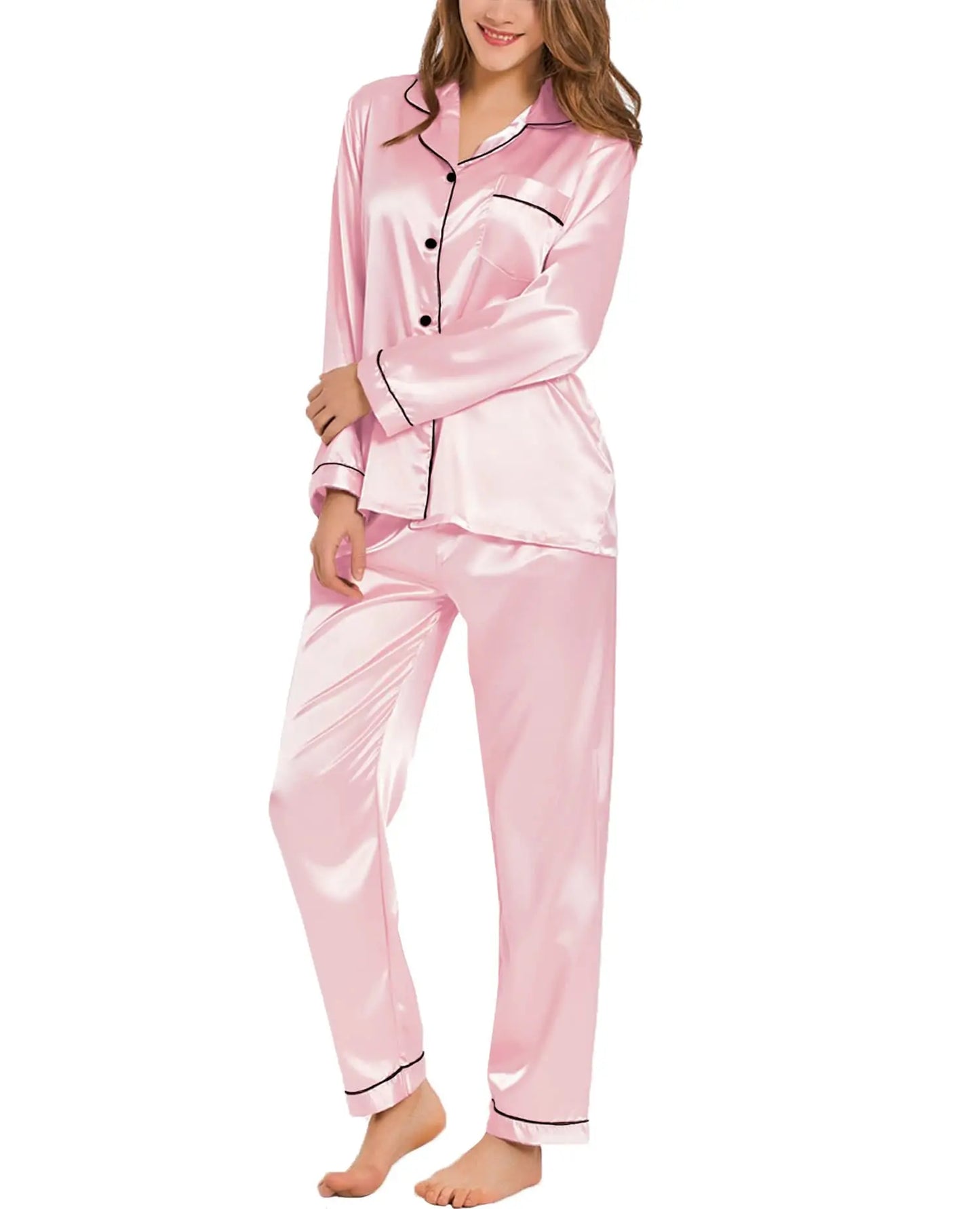 Long Sleeved Satin Sleepwear