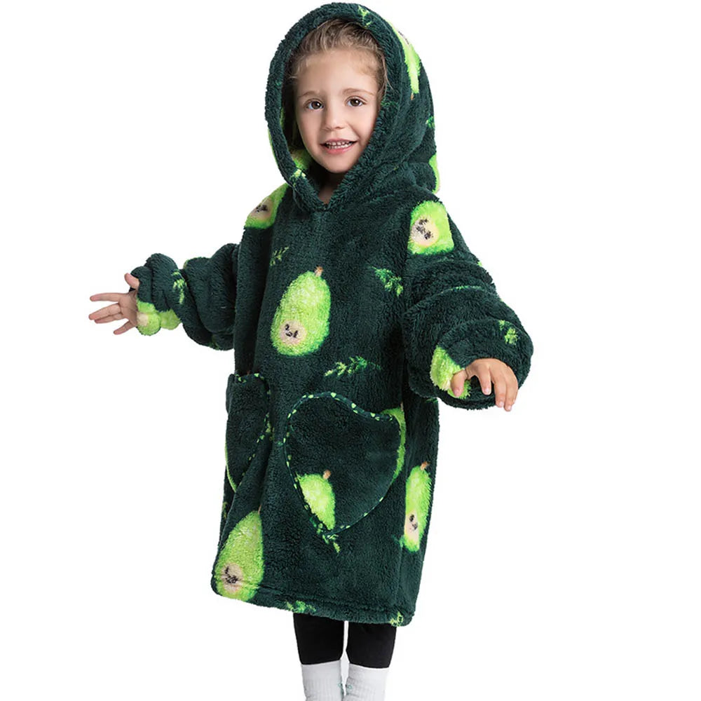 Kids Warm Thick Oversized Wearable Blanket Hoodie