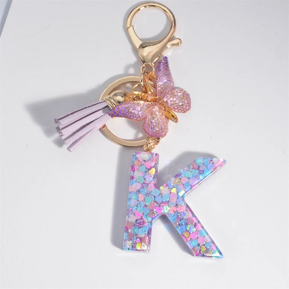 Purple Heart Filled Letter Keychain