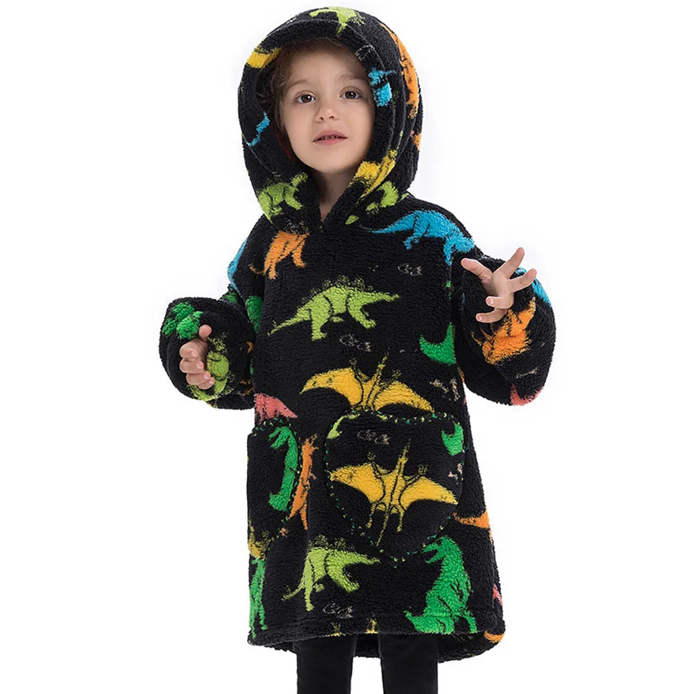 Kids Warm Thick Oversized Wearable Blanket Hoodie