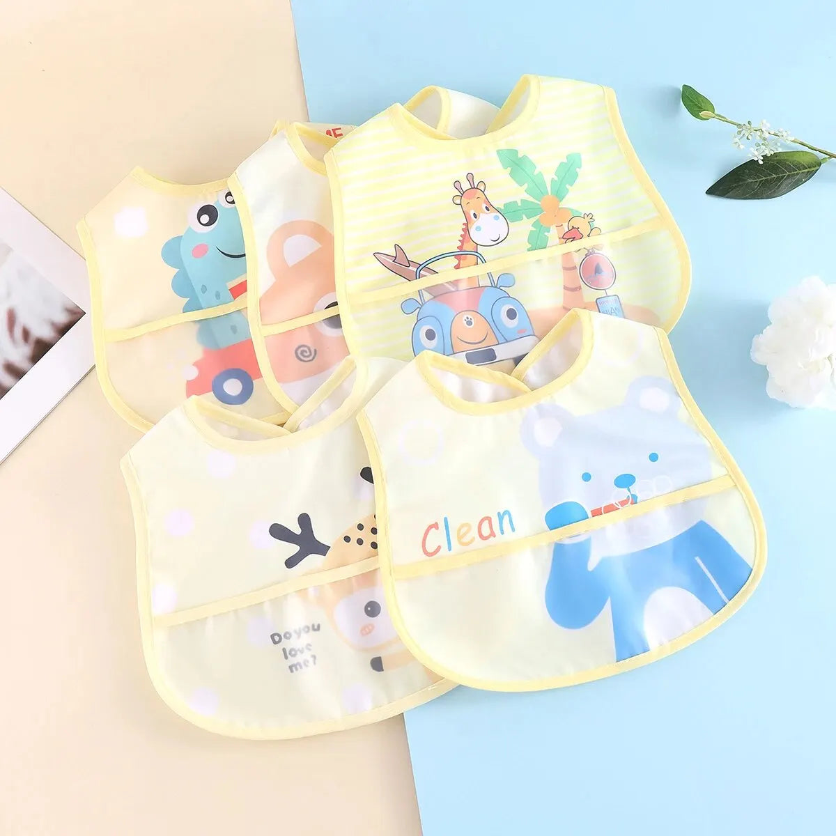 Waterproof 5pc Feeding Bibs