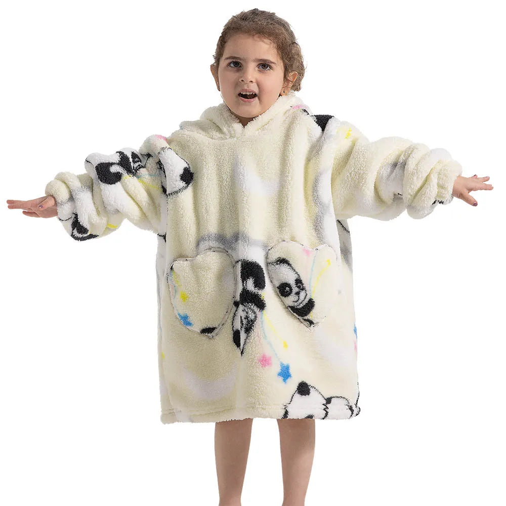 Kids Warm Thick Oversized Wearable Blanket Hoodie