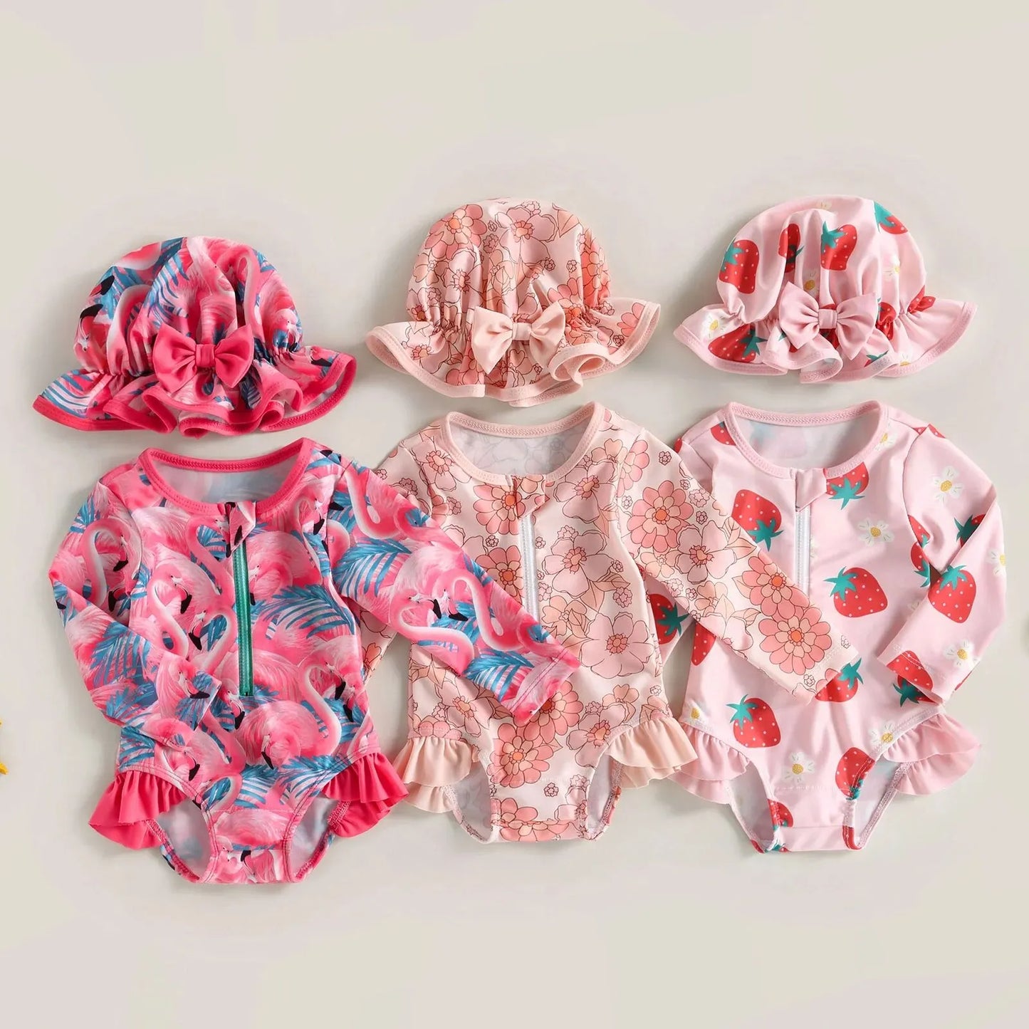 Long Sleeve Zipper Bathing Suit & Headband Set