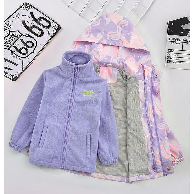 Waterproof Hooded Coat With Warm Removable Fleece Lined Jacket