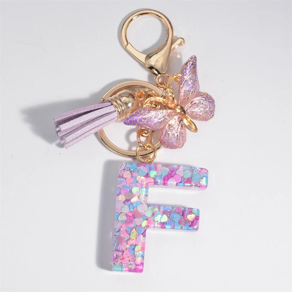 Purple Heart Filled Letter Keychain