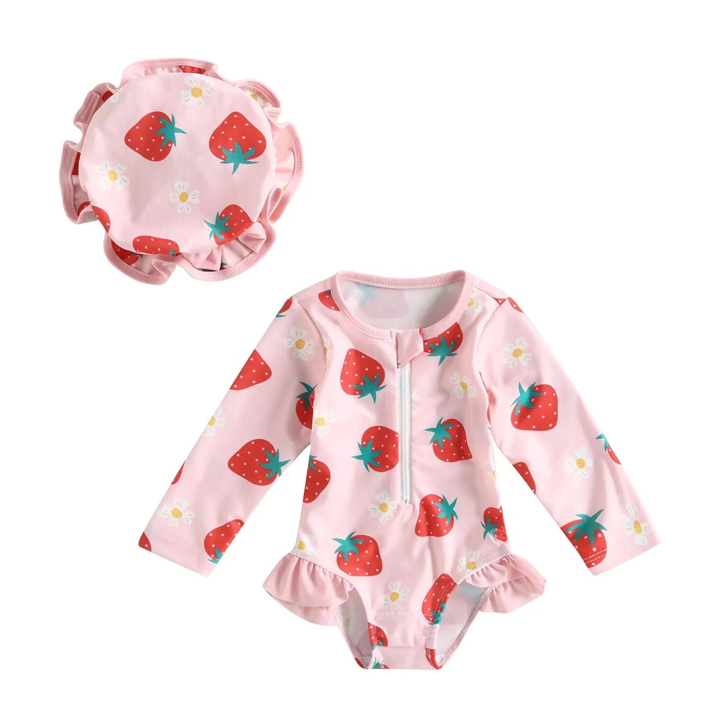 Long Sleeve Zipper Bathing Suit & Headband Set