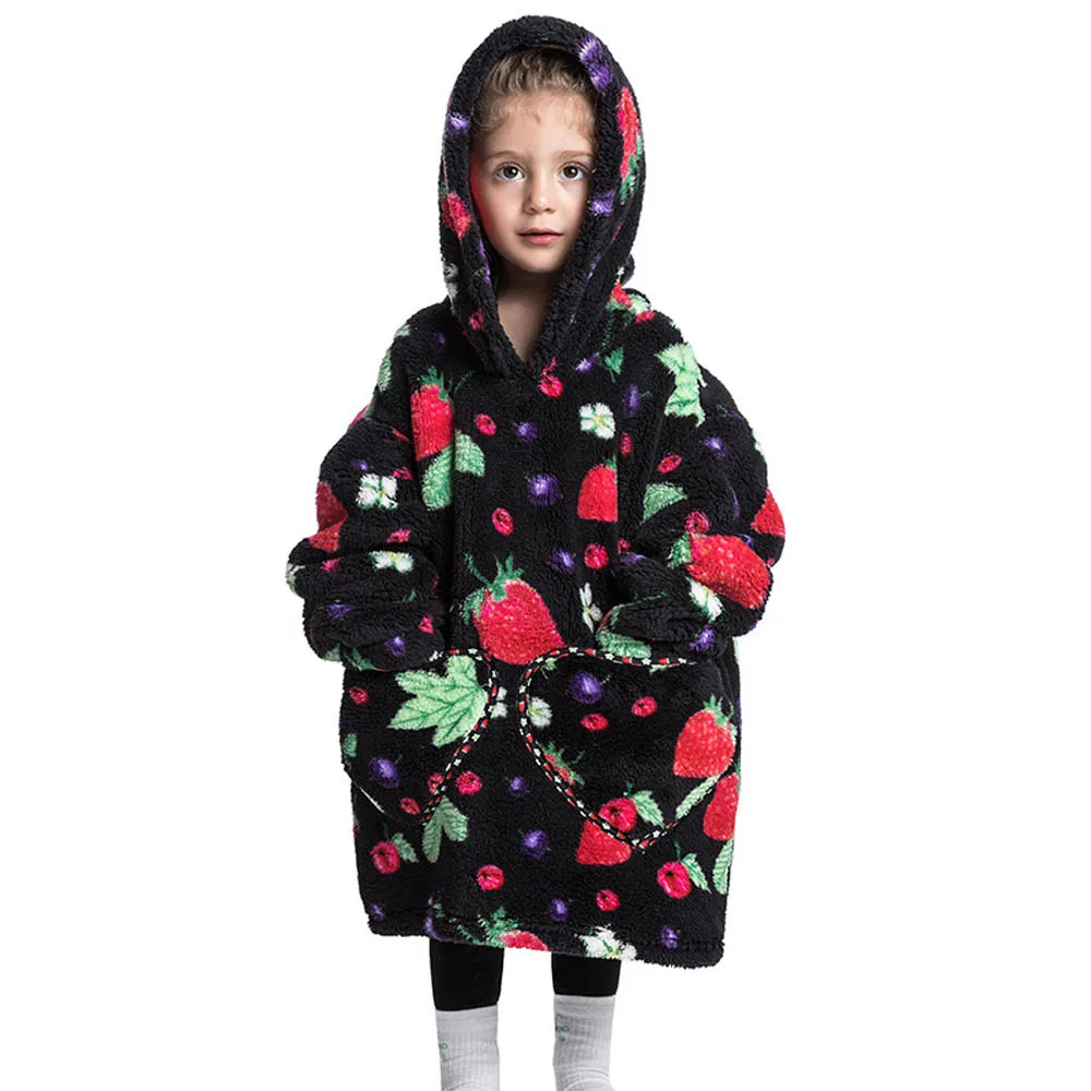 Kids Warm Thick Oversized Wearable Blanket Hoodie