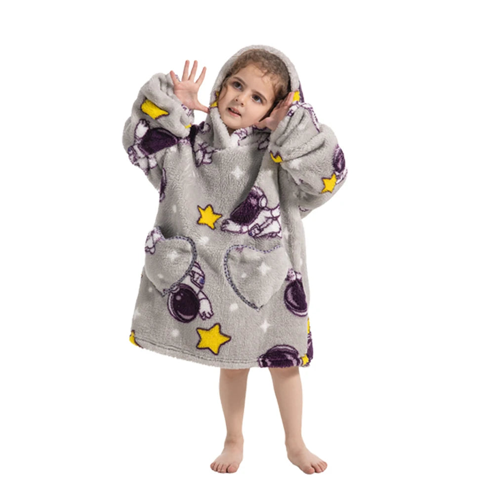 Kids Warm Thick Oversized Wearable Blanket Hoodie