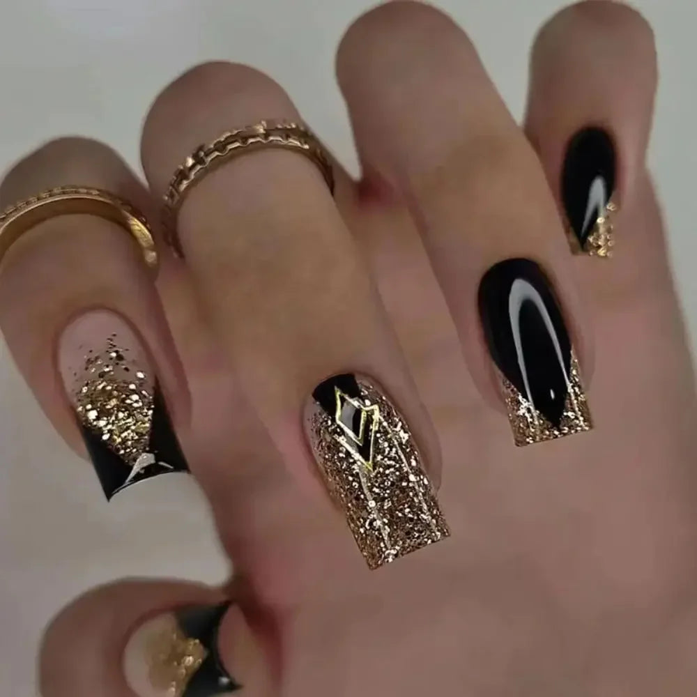 24PCS Shiny Pearl Wearable False Nails