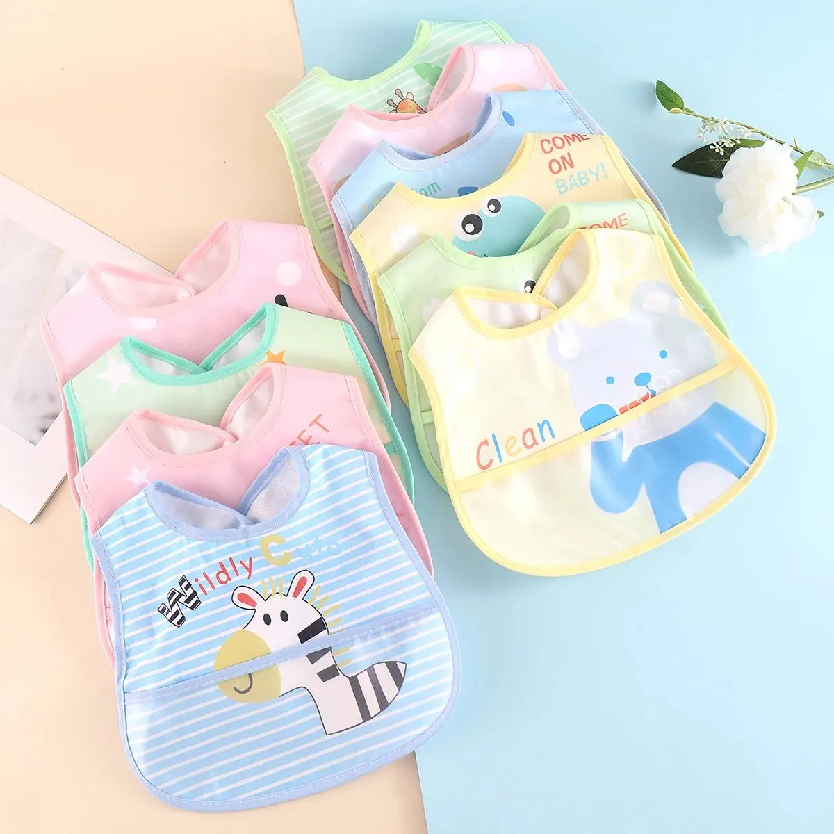 Waterproof 5pc Feeding Bibs