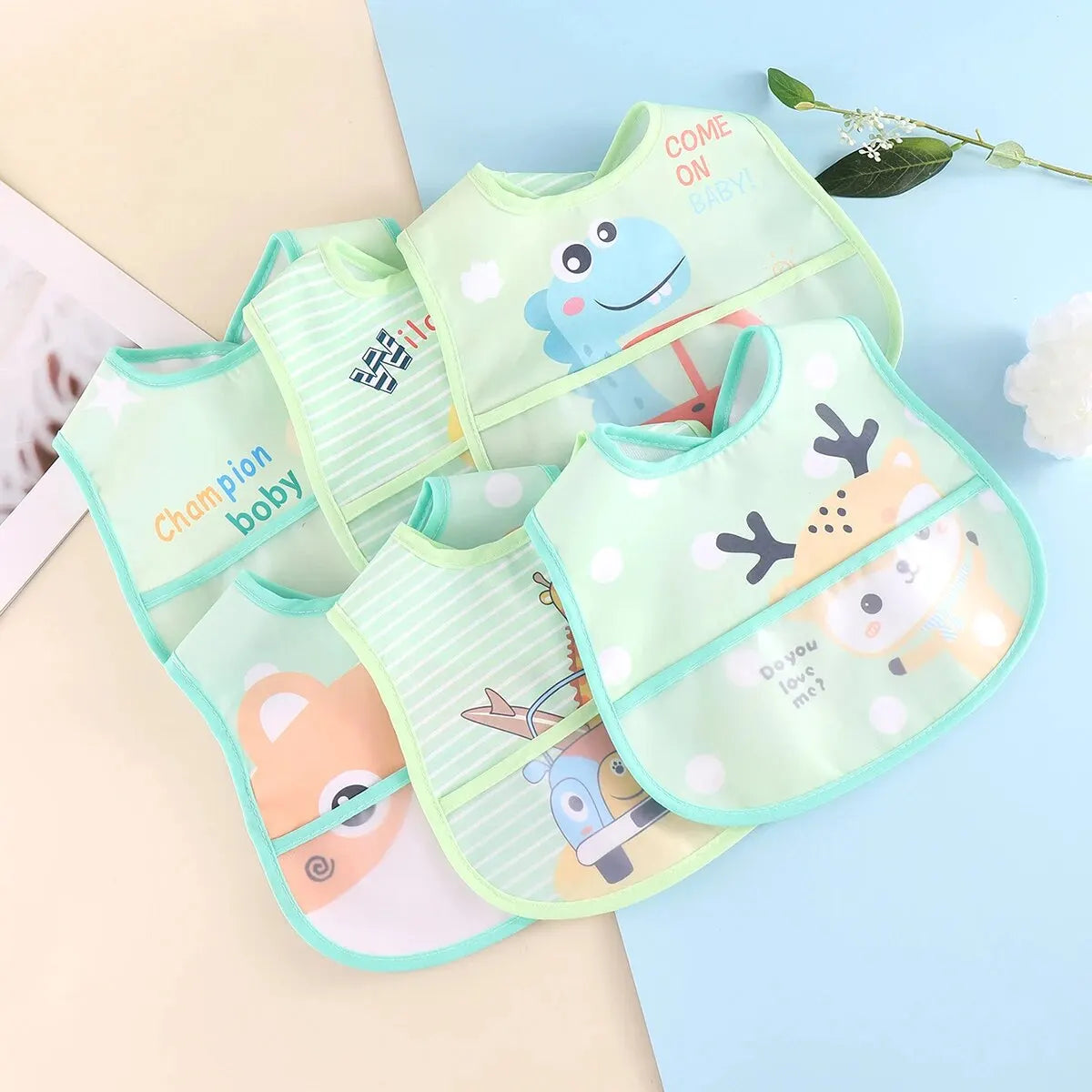 Waterproof 5pc Feeding Bibs