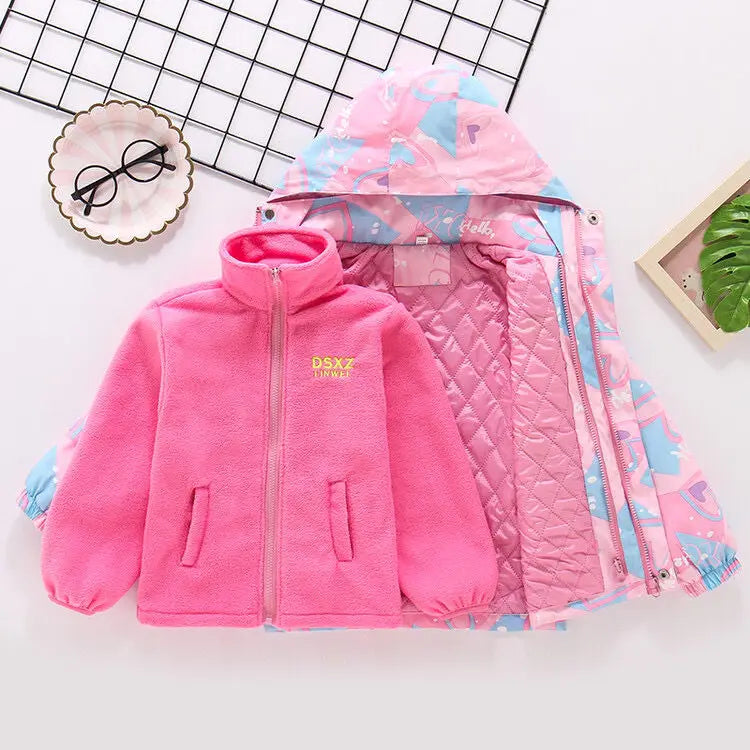 Waterproof Hooded Coat With Warm Removable Fleece Lined Jacket