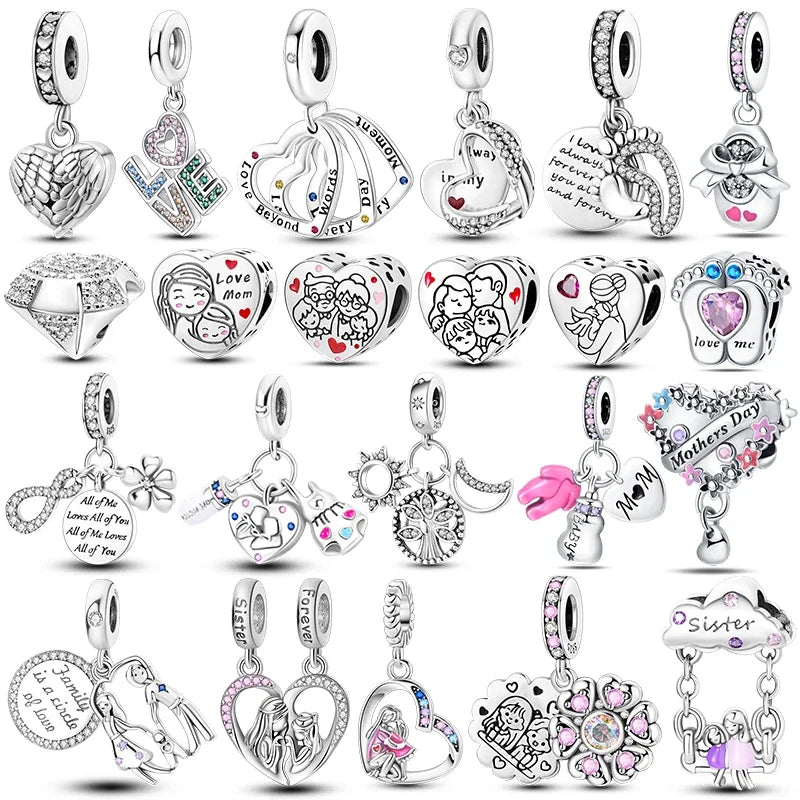 925 Sterling Silver Mothers Day Bracelet Charms