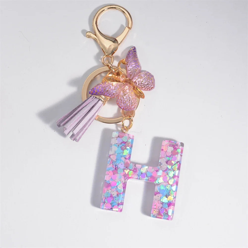 Purple Heart Filled Letter Keychain