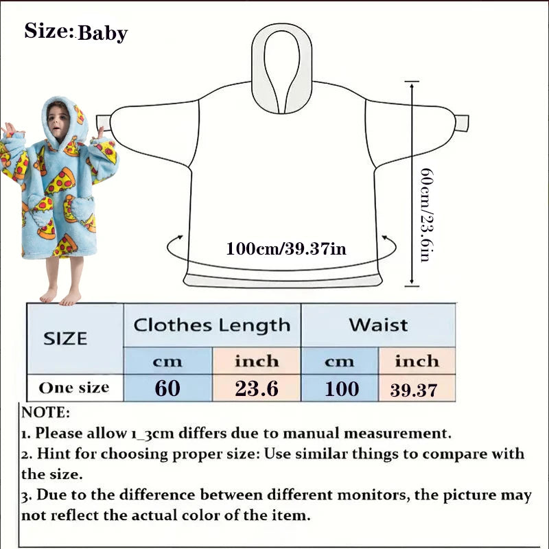 Kids Warm Thick Oversized Wearable Blanket Hoodie
