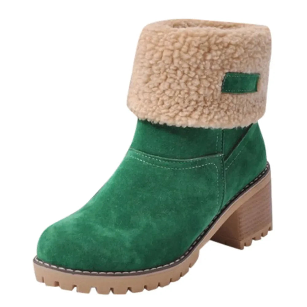 Fur Cuffed Ankle Platform Boots