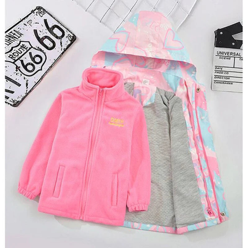 Waterproof Hooded Coat With Warm Removable Fleece Lined Jacket