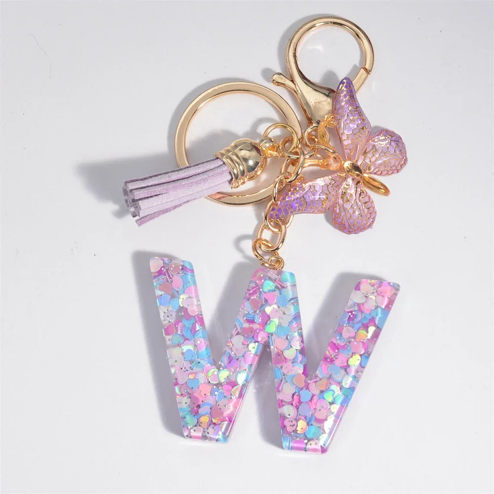 Purple Heart Filled Letter Keychain