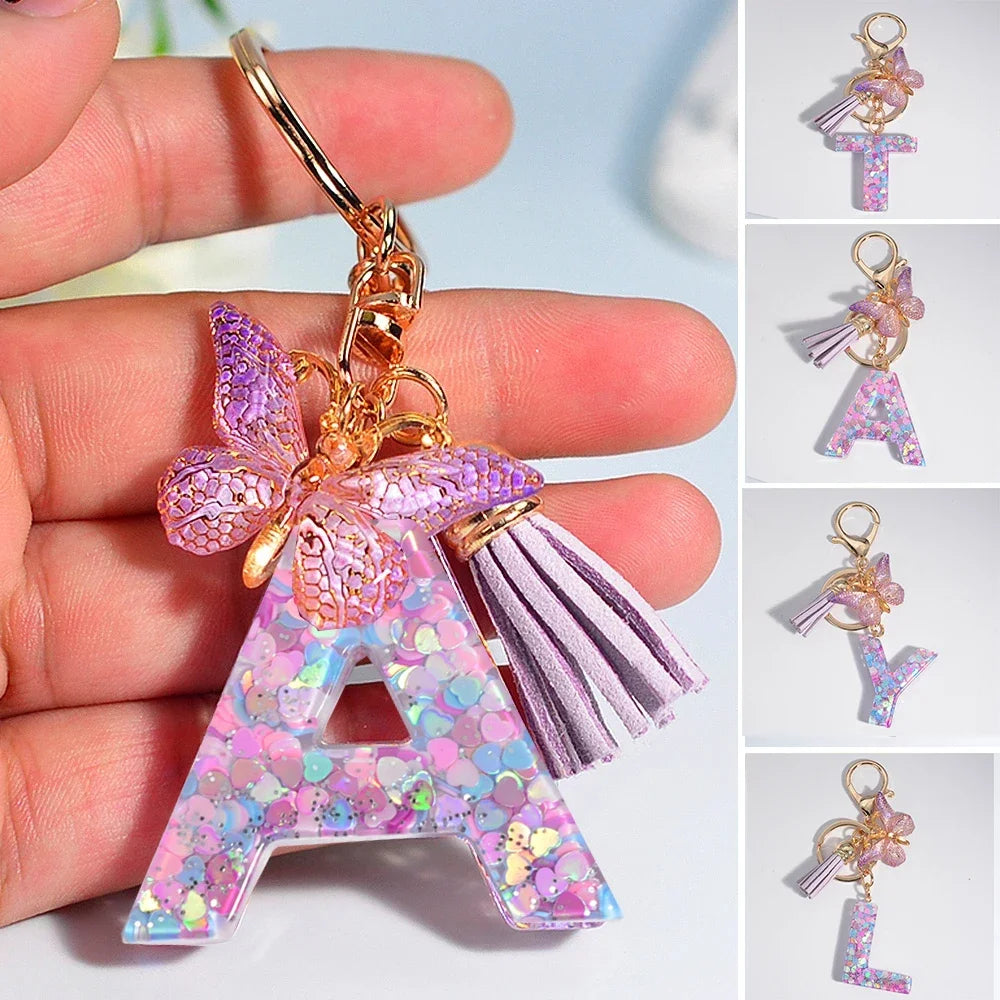 Purple Heart Filled Letter Keychain