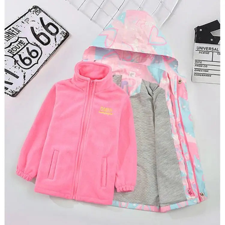 Waterproof Hooded Coat With Warm Removable Fleece Lined Jacket