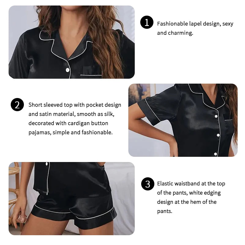 Button Down Short Satin Sleepwear
