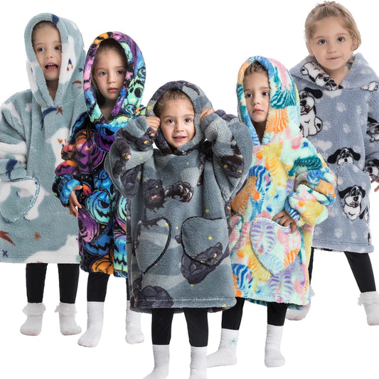 Kids Warm Thick Oversized Wearable Blanket Hoodie
